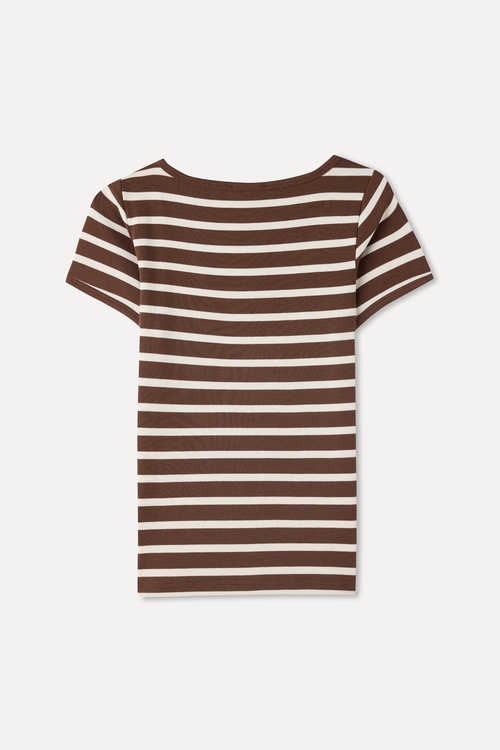  FITTED ÇİZGİLİ BİSİKLET YAKA T-SHIRT