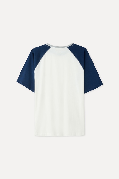  OVERSIZE NAKIŞLI BİSİKLET YAKA T-SHIRT