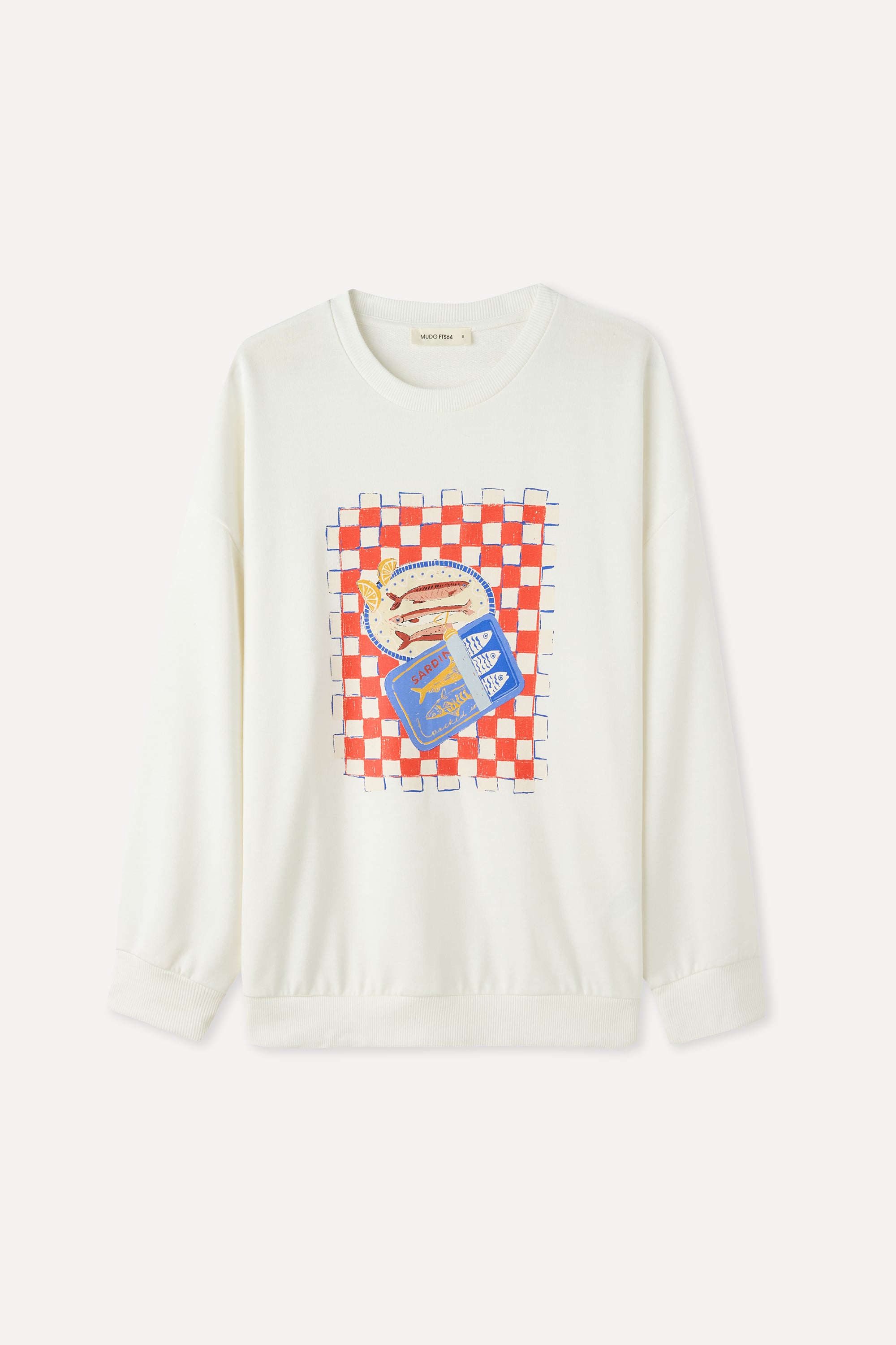 OVERSIZE BASKILI BİSİKLET YAKA SWEATSHIRT