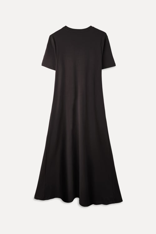  OVERSIZE KISA KOLLU CEPLİ MİDİ ELBİSE