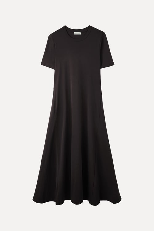  OVERSIZE KISA KOLLU CEPLİ MİDİ ELBİSE