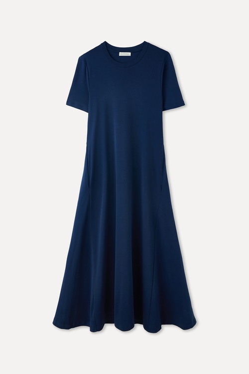 OVERSIZE KISA KOLLU CEPLİ MİDİ ELBİSE