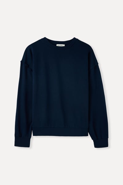 Mudo Kadın Lacivert Modal Karışımlı Oversize Bisiklet Yaka Sweatshirt