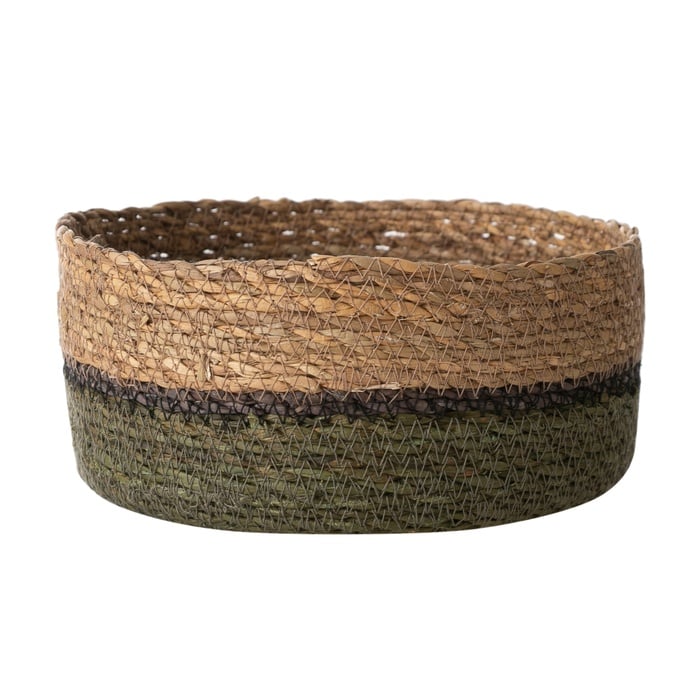 YEŞİL NATÜREL YUVARLAK DÜZ SEPET M 21 CM