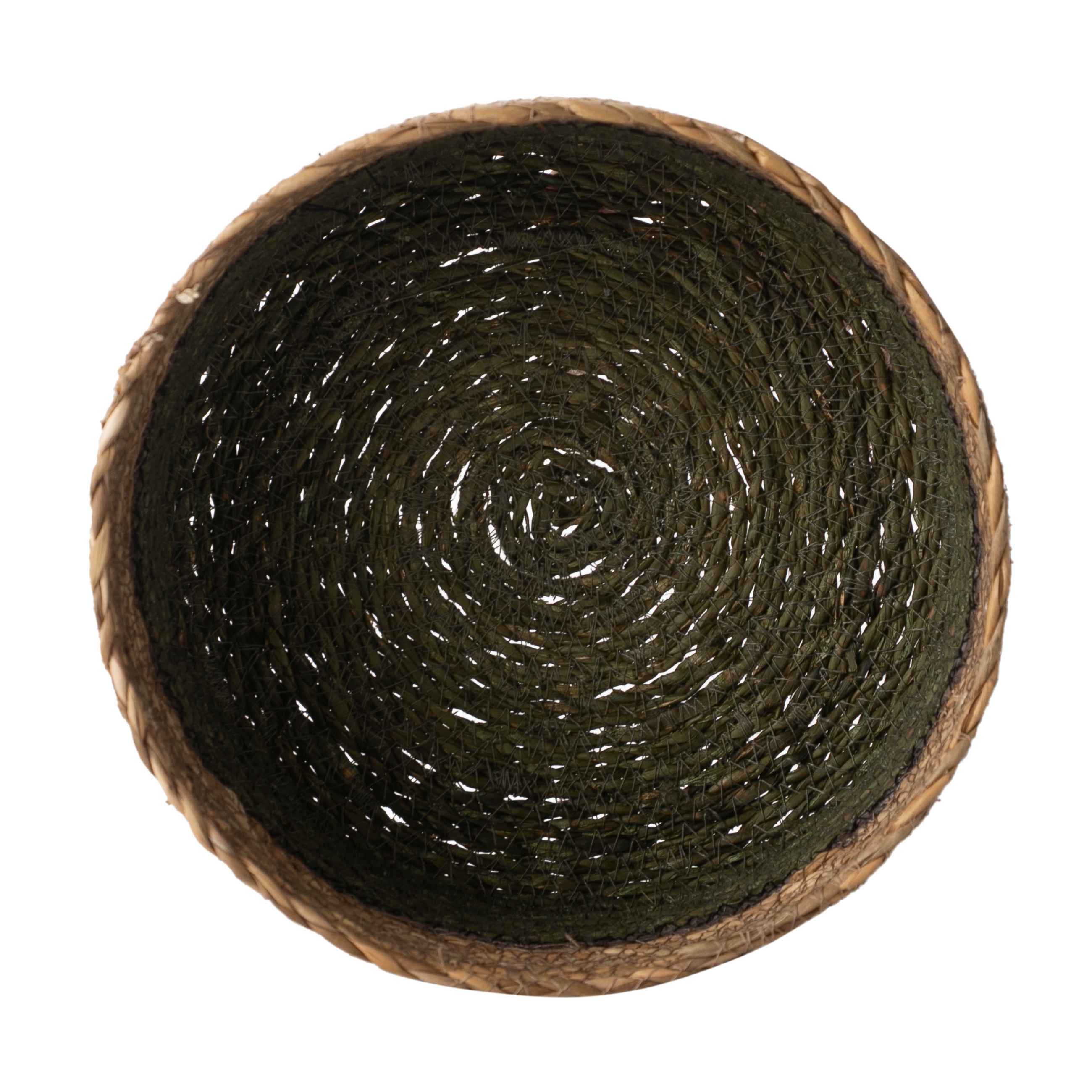 YEŞİL NATÜREL YUVARLAK DÜZ SEPET M 21 CM