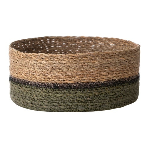 YEŞİL NATÜREL YUVARLAK DÜZ SEPET L 25 CM