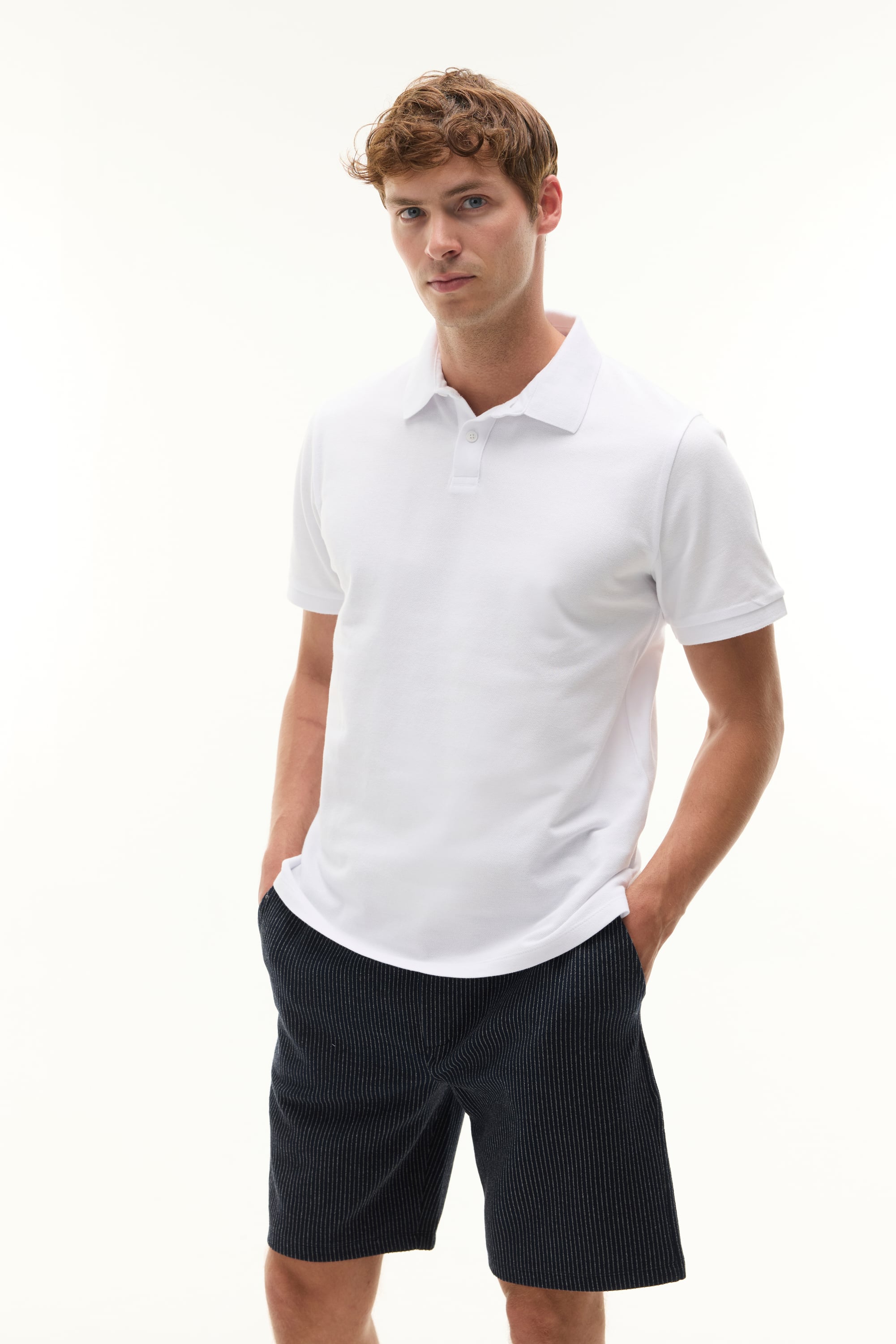 Erkek Beyaz Polo Yaka Kısa Kollu T-Shirt