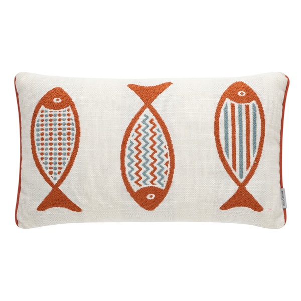 Mudo Home  Marin Fish Wave Kırlent Turuncu 30X50