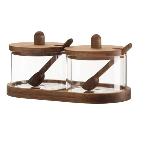 AKASYA STANDLI KAPAKLI KAŞIKLI İKİLİ BAHARATLIK