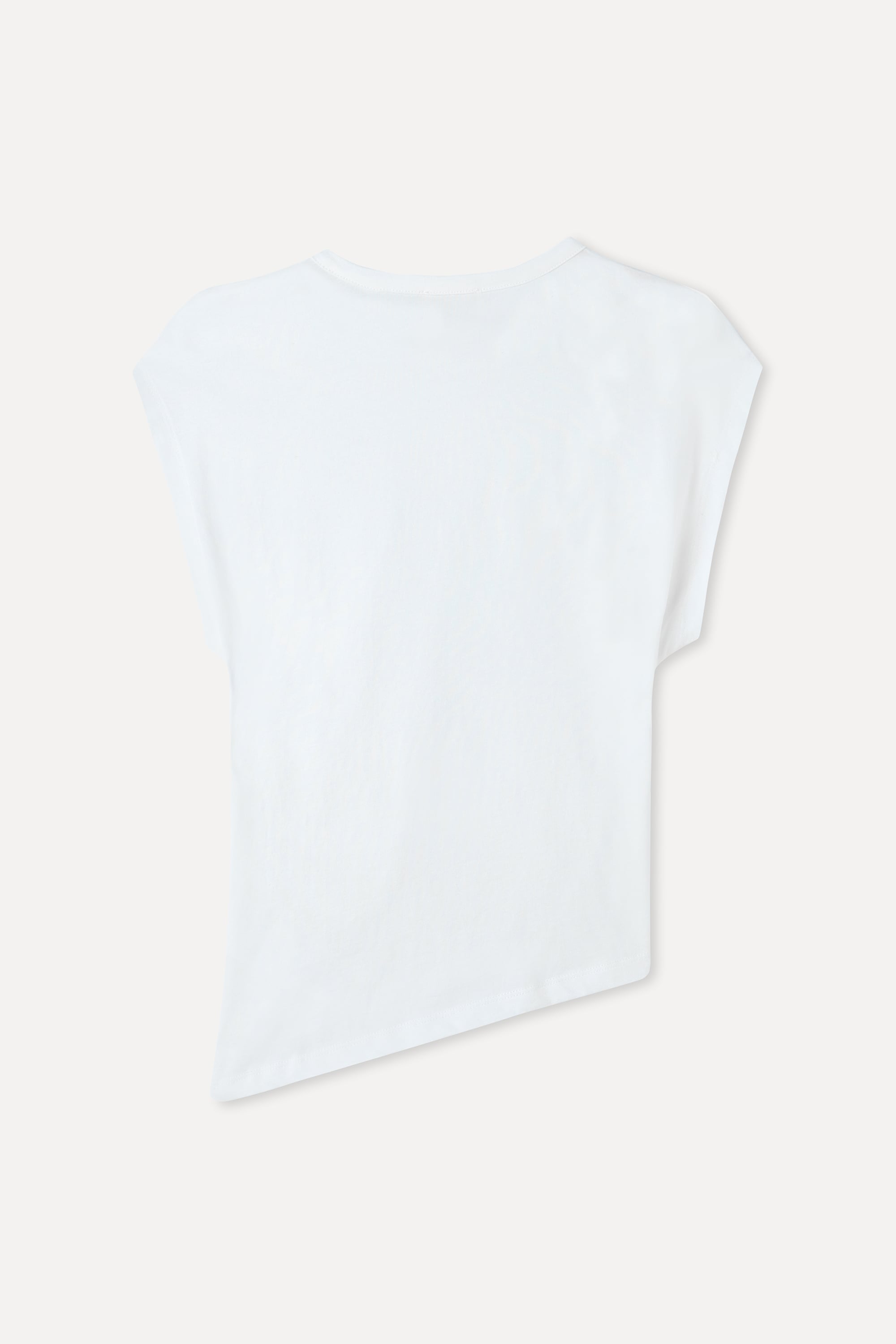 FITTED BELİ BÜZGÜLÜ ASİMETRİK KESİM DÜŞÜK KOL BLUZ