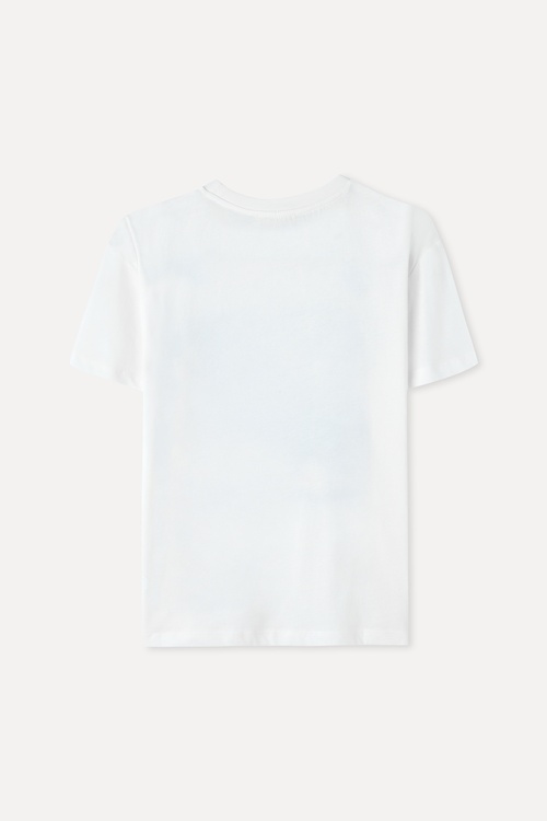  BASKILI OVERSIZE BİSİKLET YAKA T-SHIRT