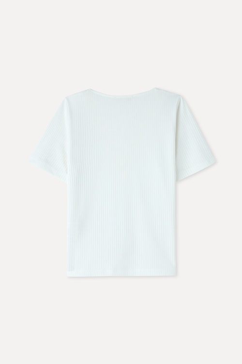  FITTED DANTELLİ V YAKA T-SHIRT