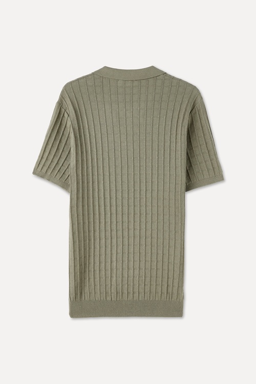 TEKSTÜRLÜ POLO YAKA KISA KOLLU TRİKO KAZAK