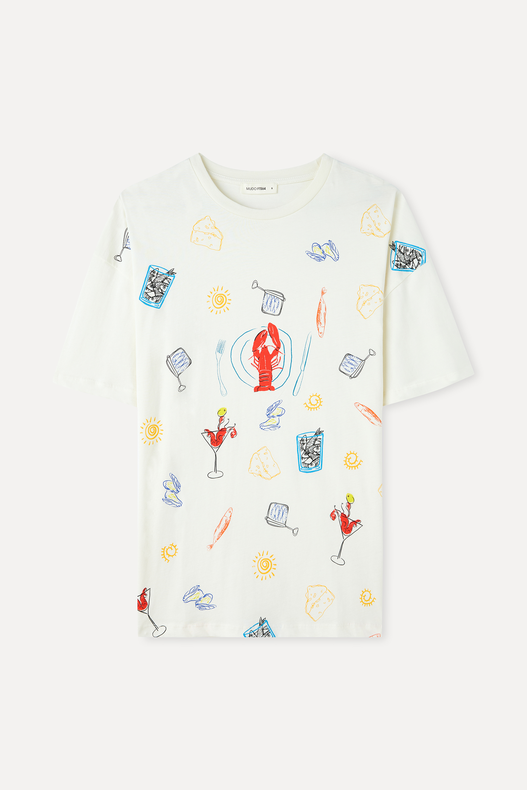 BASKILI OVERSIZE BİSİKLET YAKA T-SHIRT