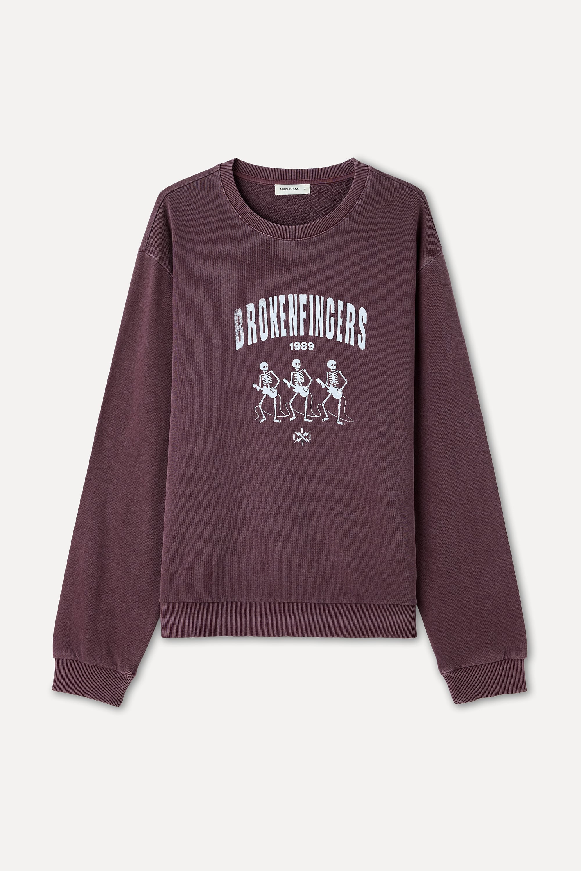 BASKILI COMFORT FIT BİSİKLET YAKA SWEATSHIRT