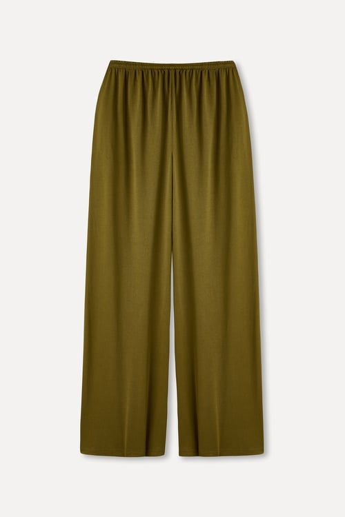  MODAL KARIŞIMLI BELİ BAĞLAMALI WIDE LEG PANTOLON