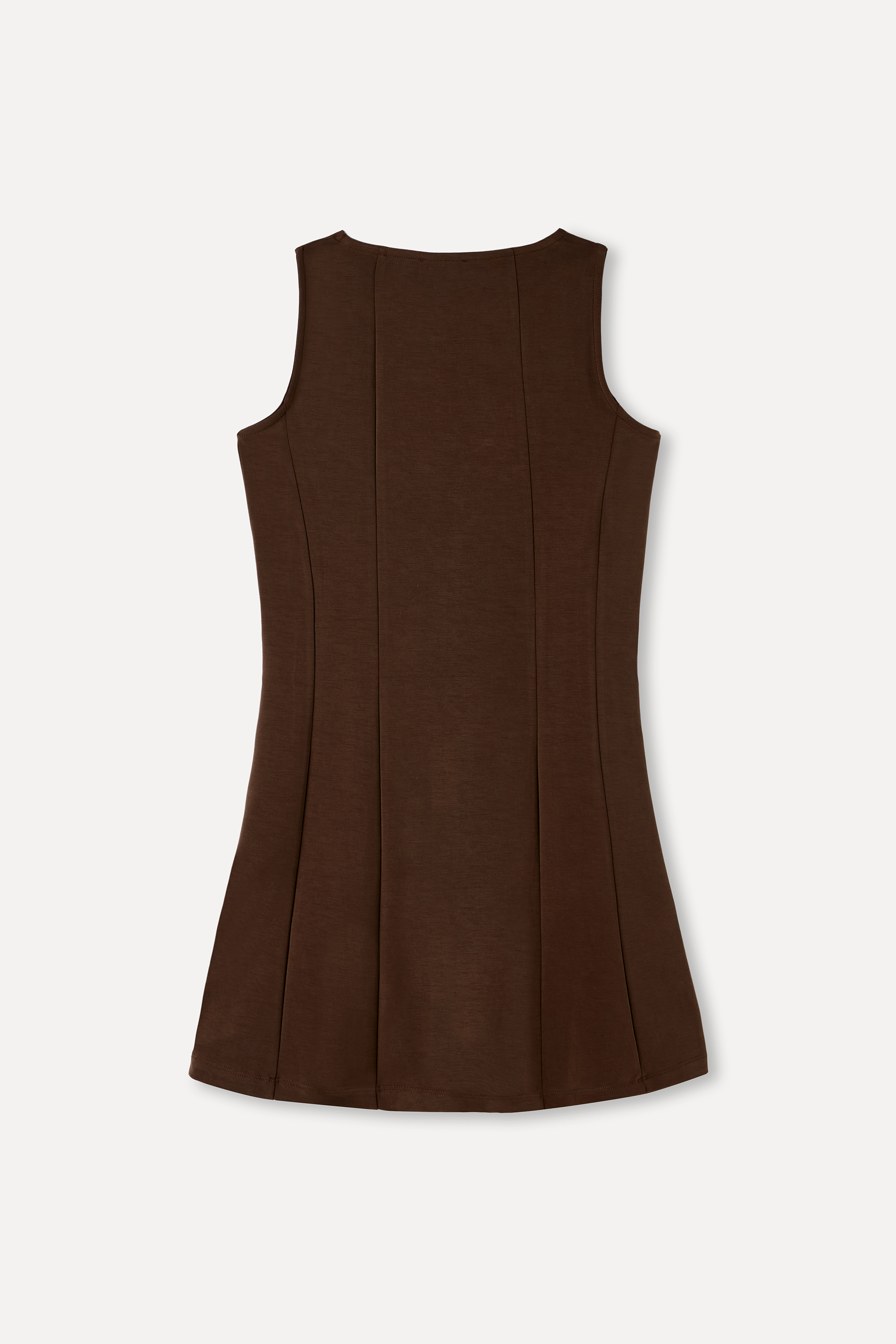 DİKİŞ DETAYLI KOLSUZ A FORM MİNİ ELBİSE