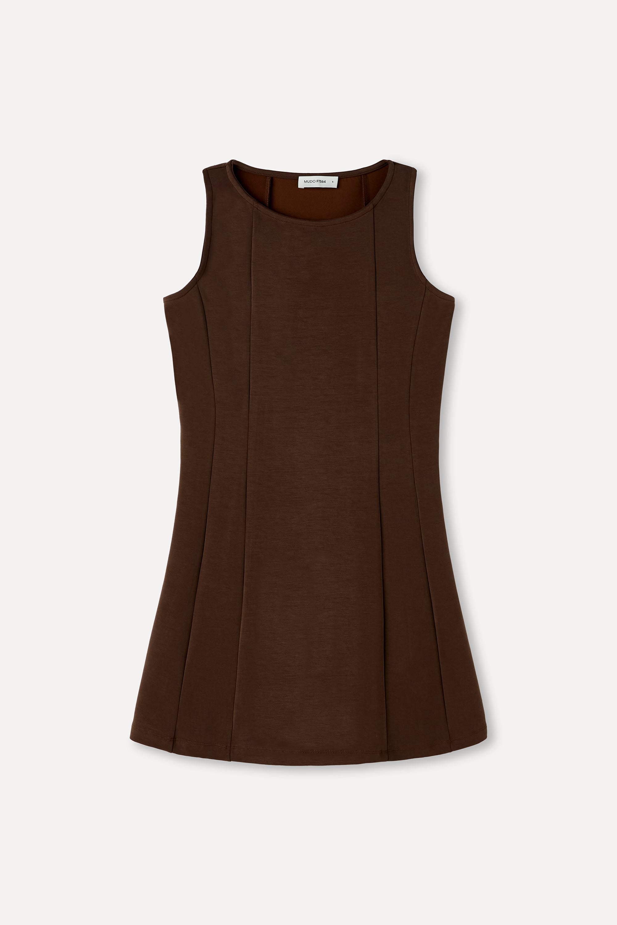 DİKİŞ DETAYLI KOLSUZ A FORM MİNİ ELBİSE