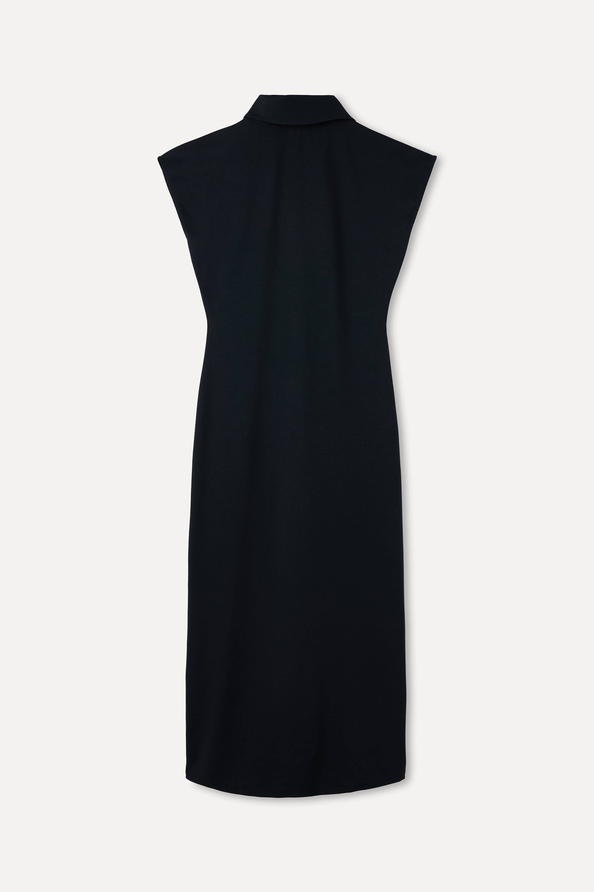 FITTED DÜĞME DETAYLI KOLSUZ MİDİ ELBİSE