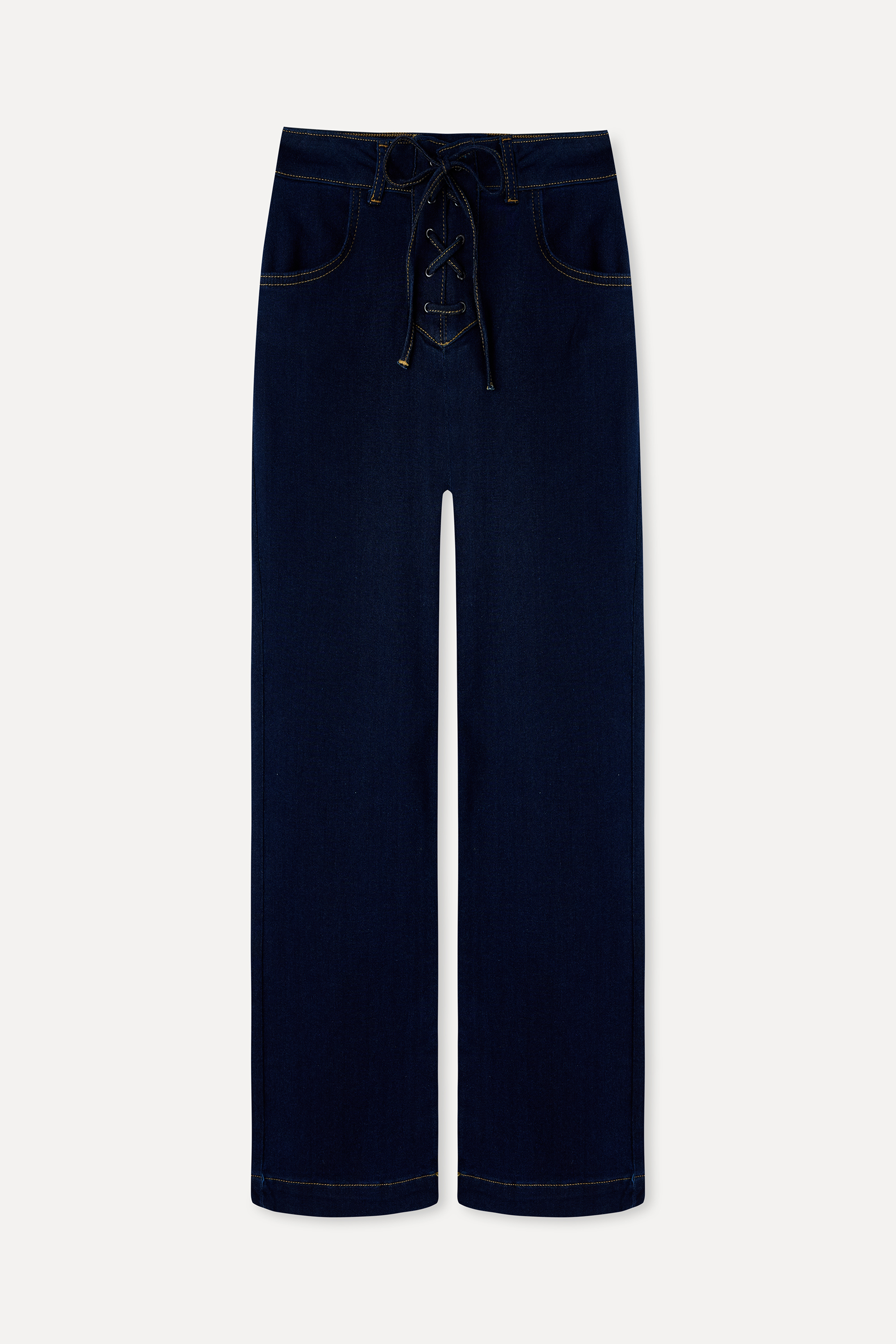 KORSE BAĞLAMALI CROPPED FLARE JEAN PANTOLON