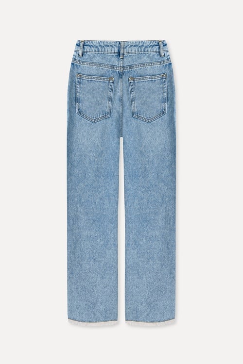 PAÇA DETAYLI STRAIGHT FIT JEAN PANTOLON