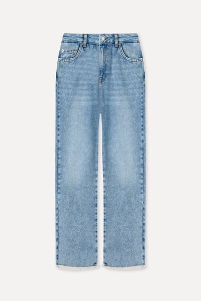 Mudo Kadın Indigo Paça Detaylı Straight Fit Jean Pantolon