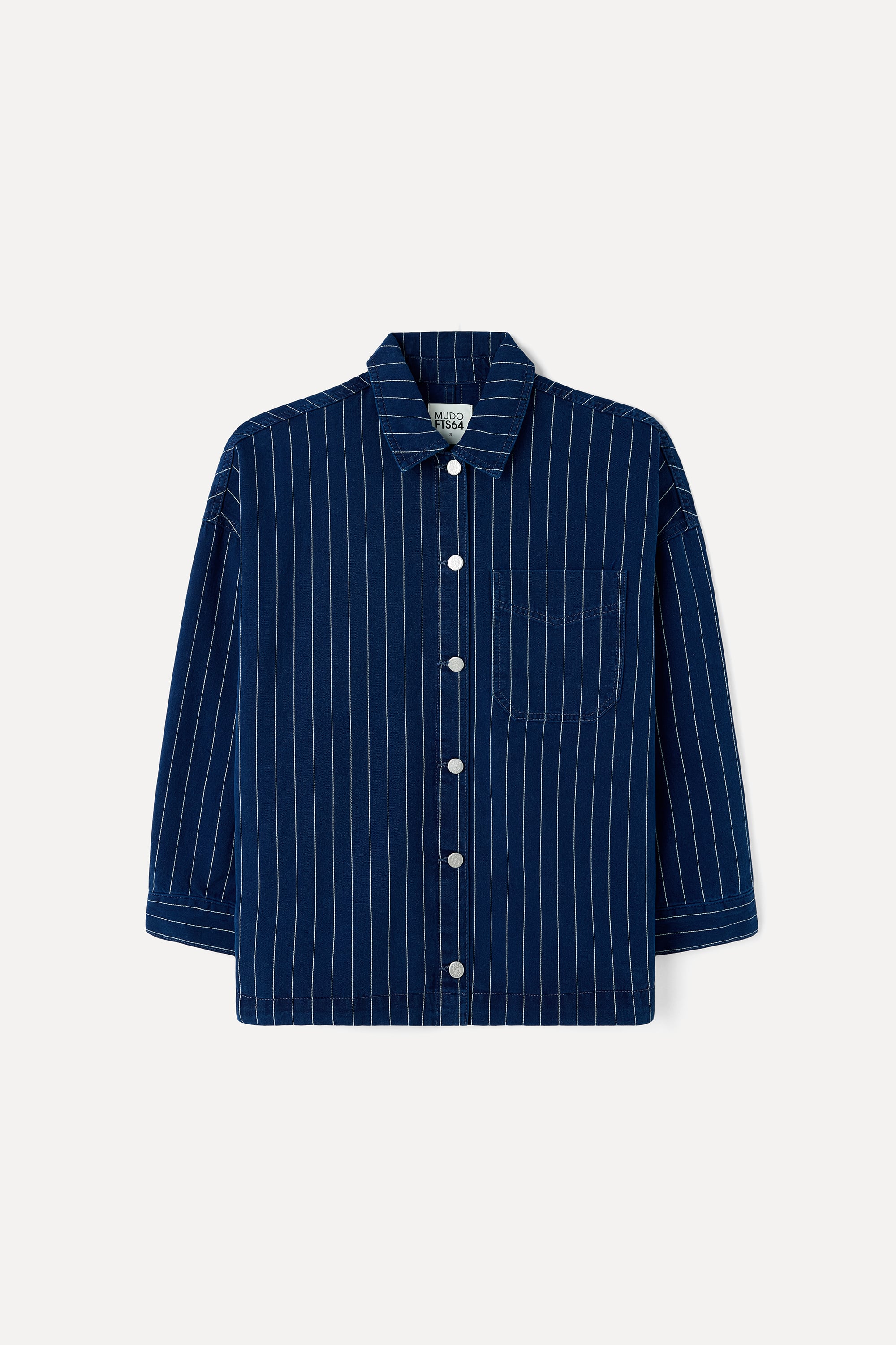 ÇİZGİLİ OVERSIZE DÜĞMELİ JEAN GÖMLEK