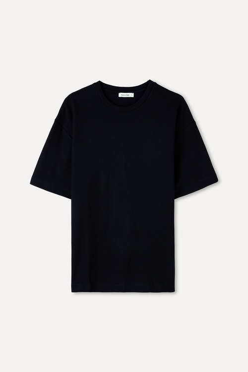 DOKULU COMFORT FIT BİSİKLET YAKA T-SHIRT