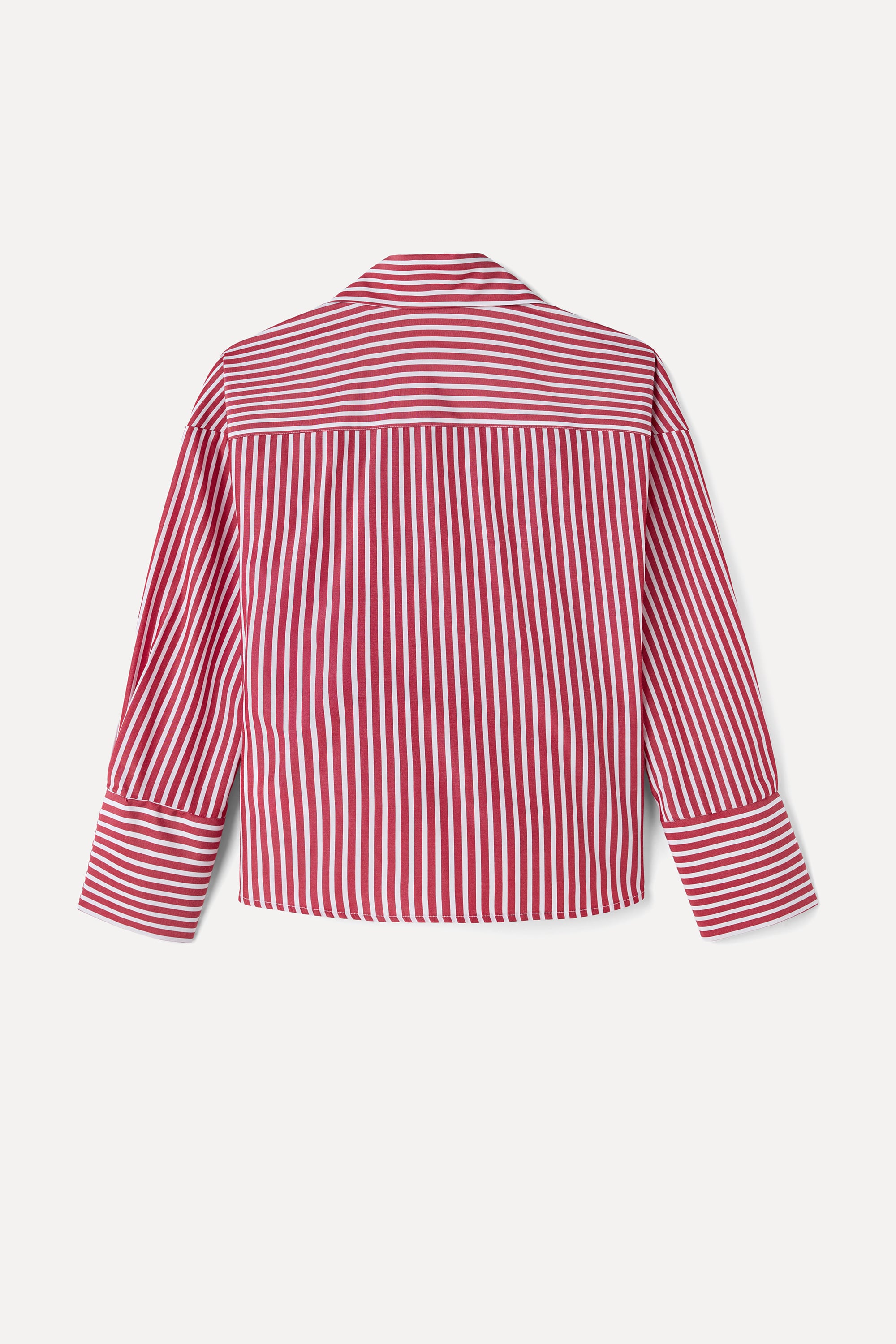 ÇİZGİLİ KRUVAZE BAĞLAMALI OVERSIZE BLUZ