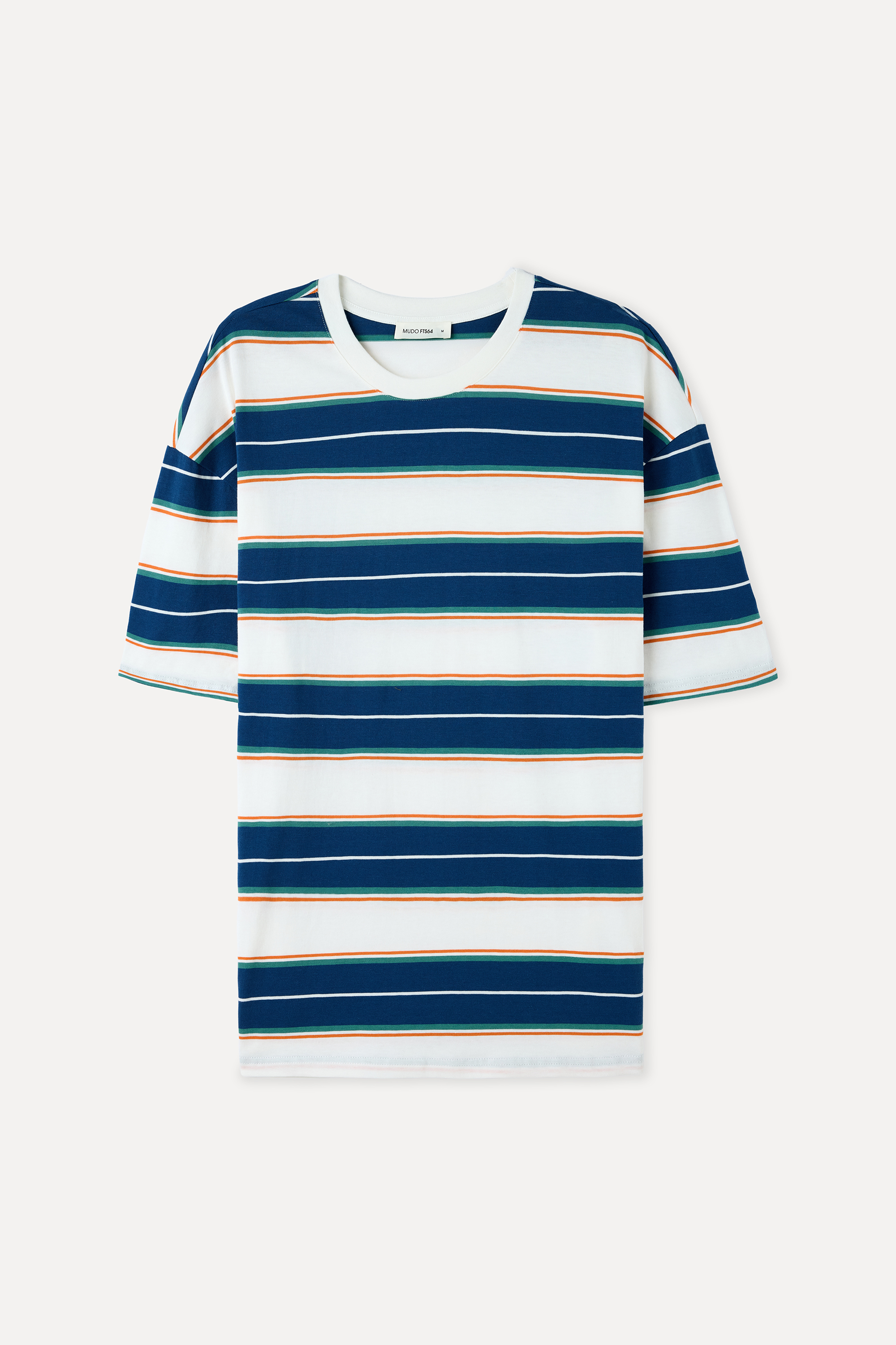 ÇİZGİLİ OVERSIZE BİSİKLET YAKA T-SHIRT