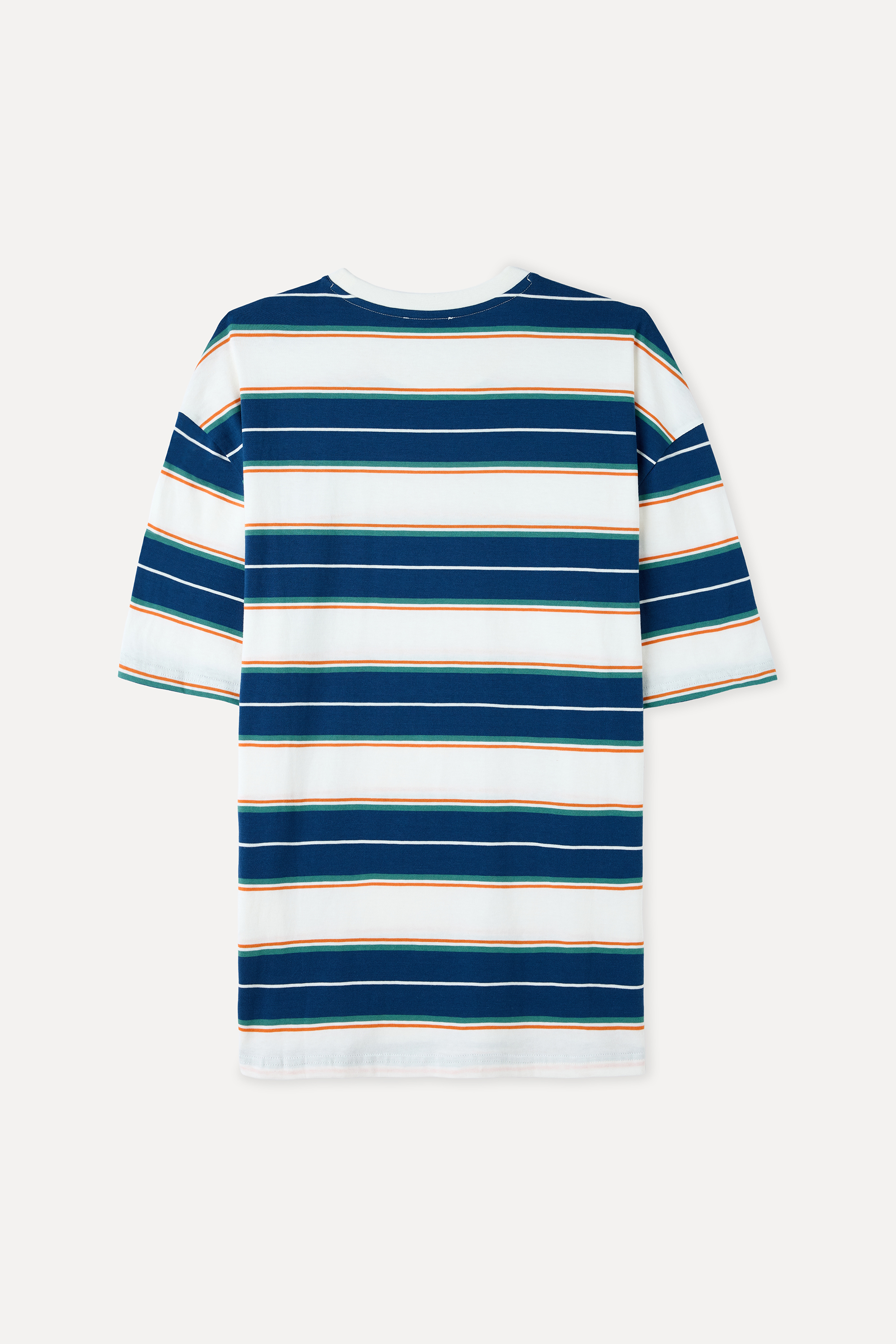 ÇİZGİLİ OVERSIZE BİSİKLET YAKA T-SHIRT