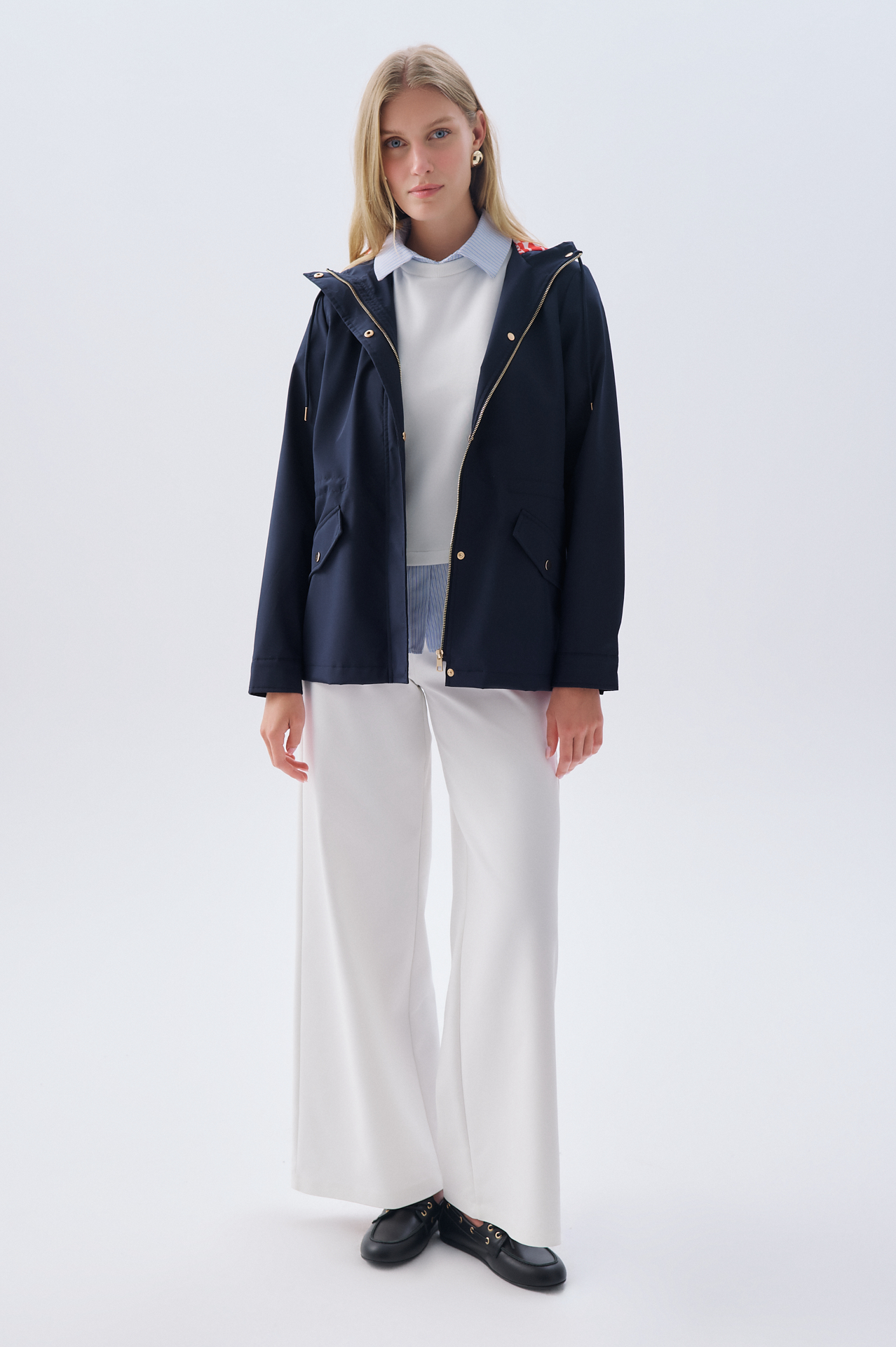 ASTAR DETAYLI LOOSE FİT KAPÜŞONLU YAĞMURLUK