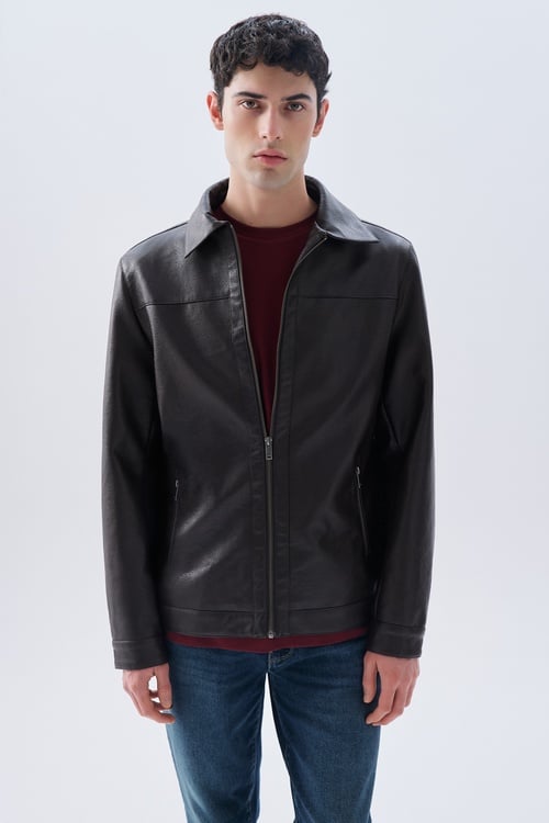 REGULAR FIT SUNİ DERİ CEKET