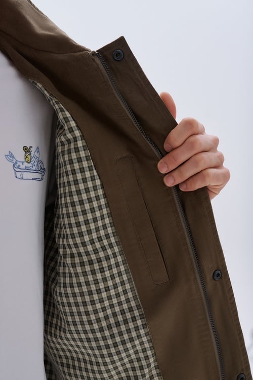  Erkek Vizon Rengi Regular Fit Kemerli Kadife Yaka Mont Ceket