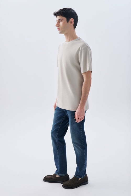 LOOSE FIT BİSİKLET YAKA T-SHIRT