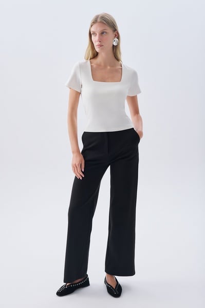 Mudo Kadın Siyah Wide Leg Pantolon
