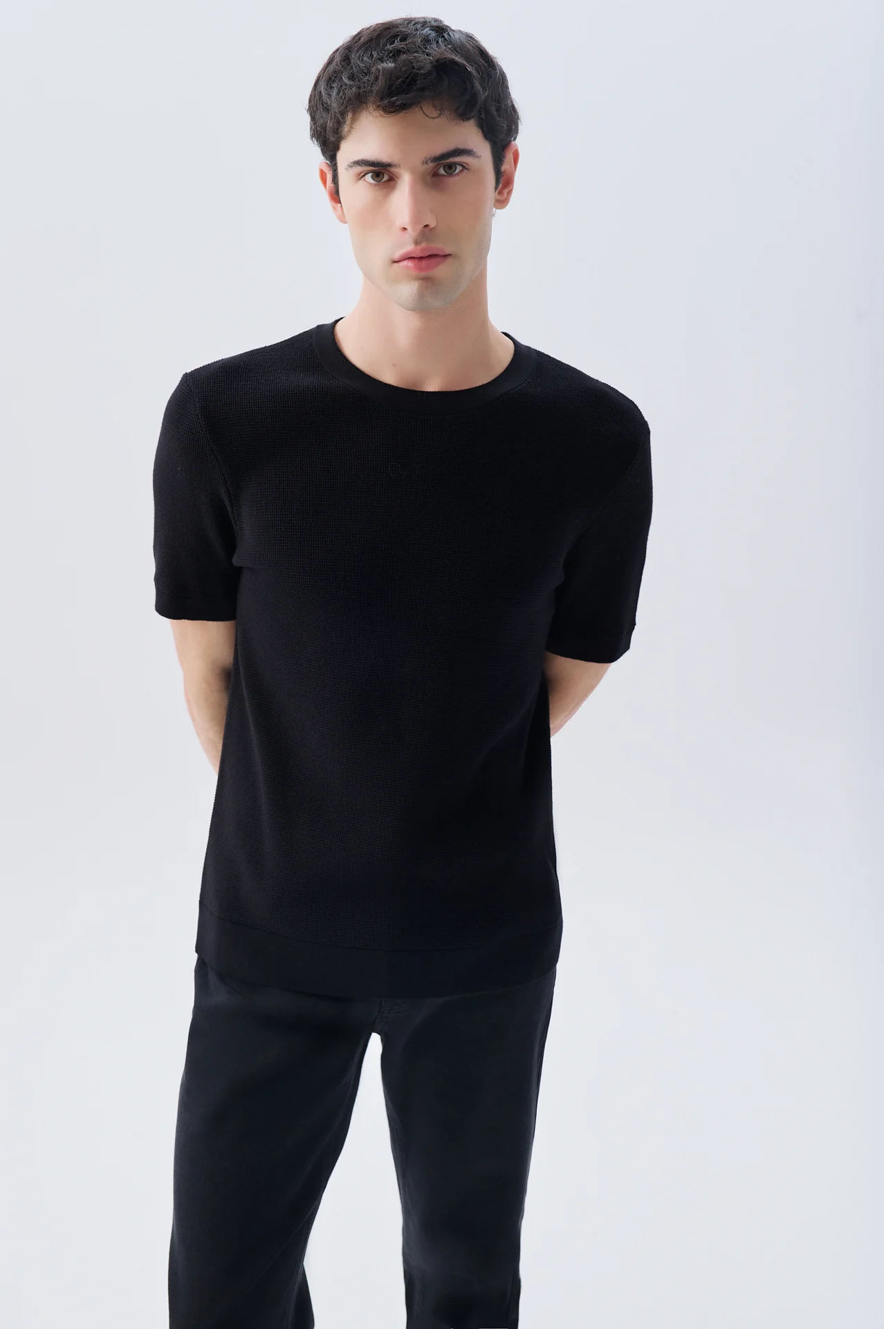 TEKSTÜRLÜ BİSİKLET YAKA KAZAK