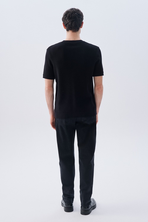 TEKSTÜRLÜ BİSİKLET YAKA KAZAK