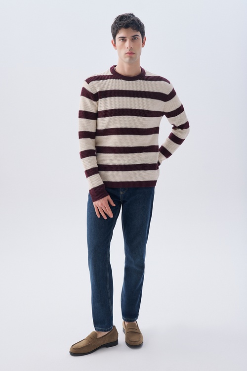 ÇİZGİLİ BİSİKLET YAKA KAZAK