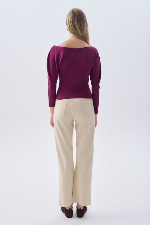 FITTED KAYIK YAKA BALON KOL BLUZ