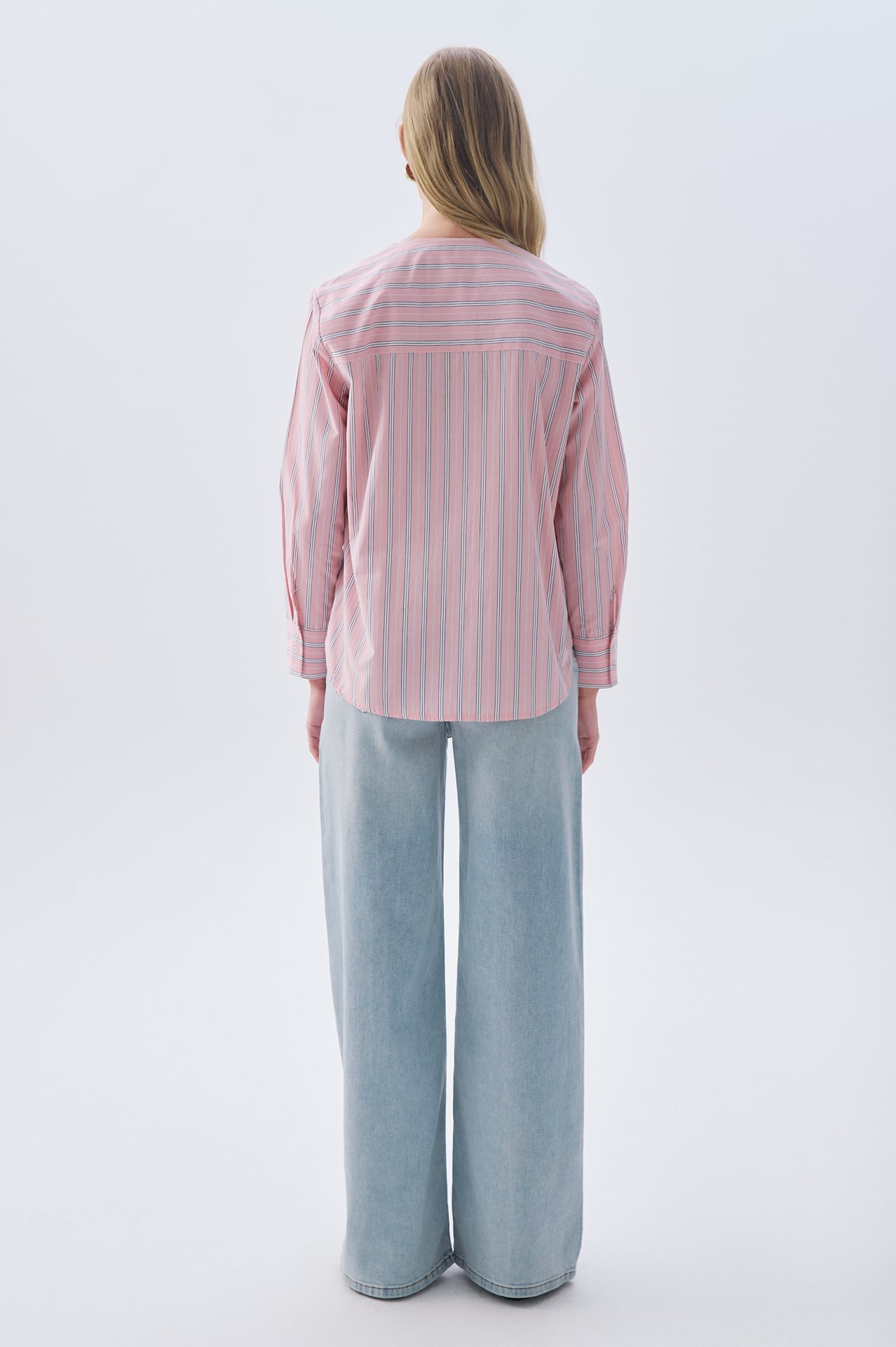 ÇİZGİLİ FİYONK DETAYLI UZUN KOLLU GÖMLEK