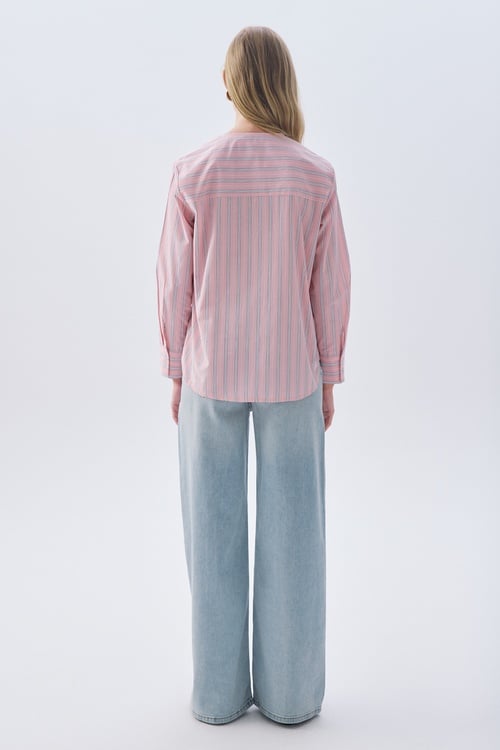 ÇİZGİLİ FİYONK DETAYLI UZUN KOLLU GÖMLEK