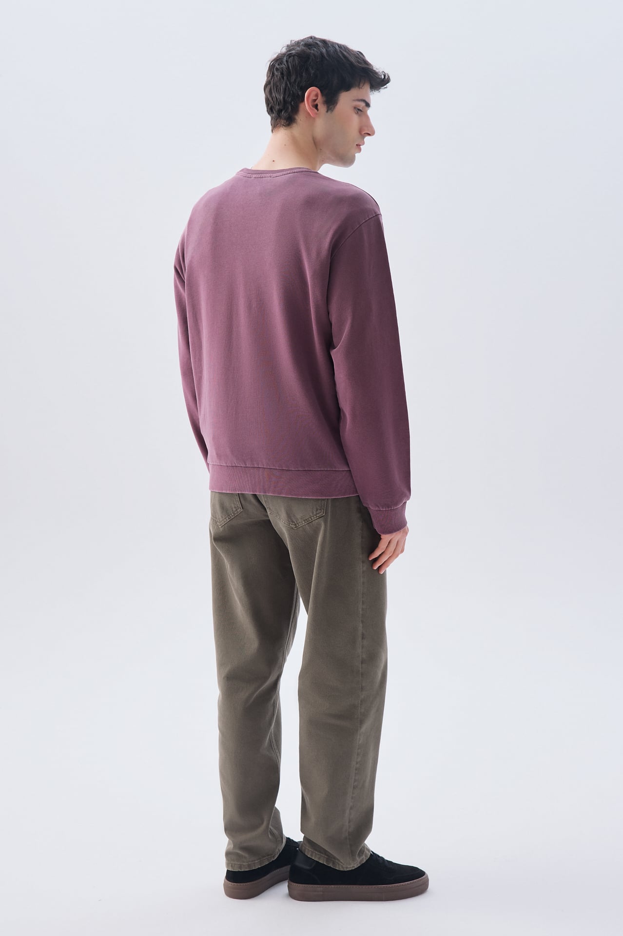 BASKILI COMFORT FIT BİSİKLET YAKA SWEATSHIRT