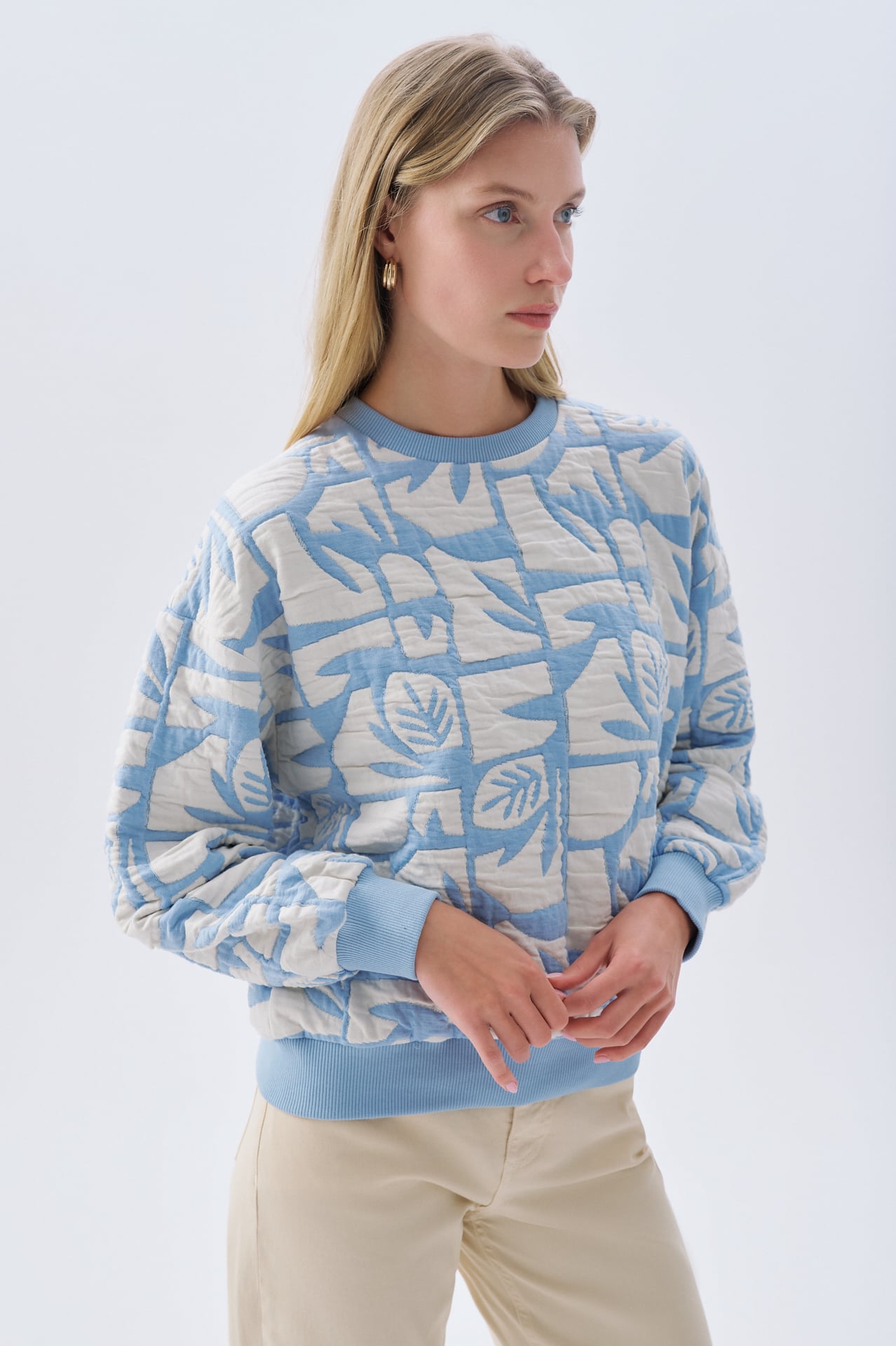 DESENLİ OVERSIZE BİSİKLET YAKA SWEATSHIRT