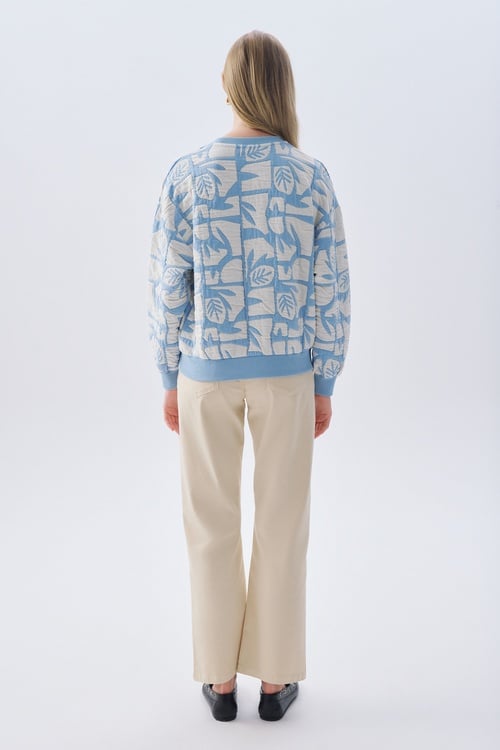 DESENLİ OVERSIZE BİSİKLET YAKA SWEATSHIRT