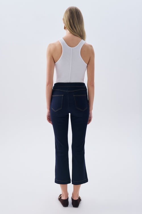 KORSE BAĞLAMALI CROPPED FLARE JEAN PANTOLON