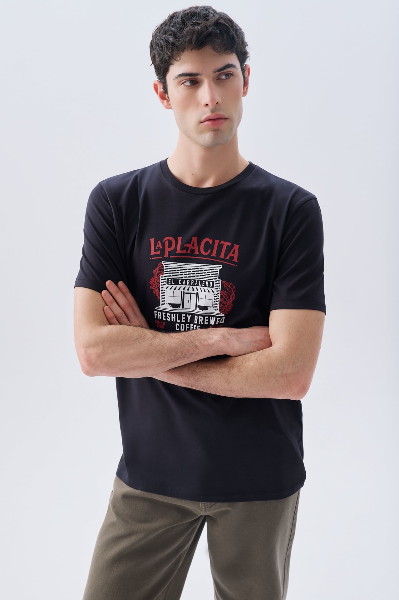 BASKILI BİSİKLET YAKA T-SHIRT