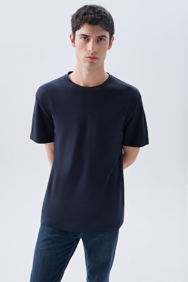 LOOSE FIT BİSİKLET YAKA T-SHIRT