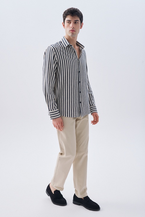 ÇİZGİLİ REGULAR FIT UZUN KOLLU GÖMLEK