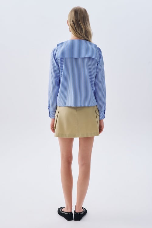 ÇİZGİLİ GEMİCİ YAKA GÖMLEK